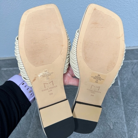 Marc Fisher Maddie Ivory Cream Slip On Slides - Picture 8 of 9